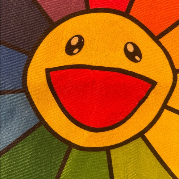 Colorful Smiley Face Flower Rug - Picture 2 of 3